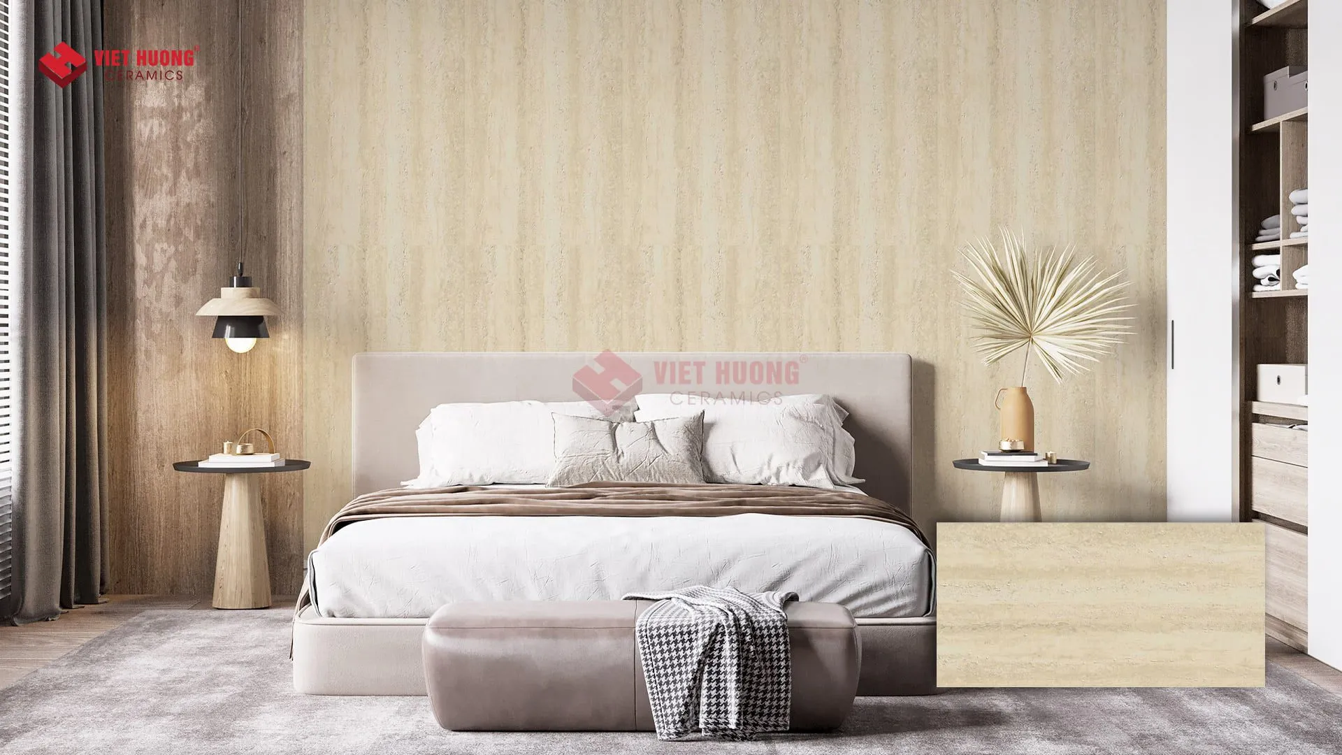 Gạch giả gỗ men Matt lát nền phòng khách tạo cảm giác ấm cúng