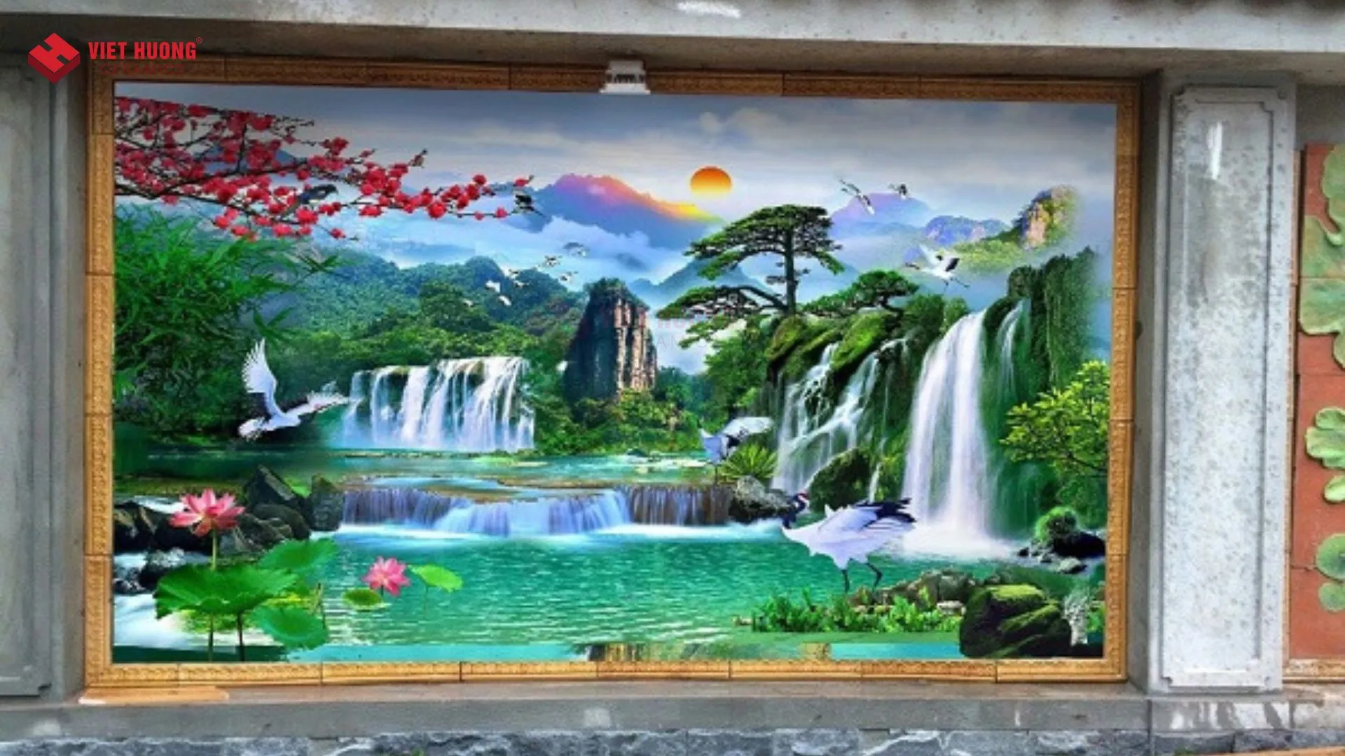 Mẫu gạch tranh ốp tường rào đẹp