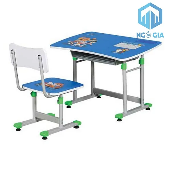 Bàn học gỗ công nghiệp màu xanh hiện đại cho bé