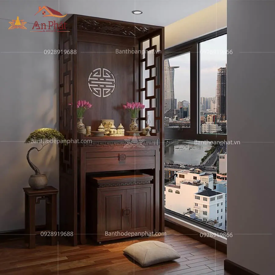 Mẫu bàn thờ đứng hiện đại phù hợp chung cư, thiết kế tối giản