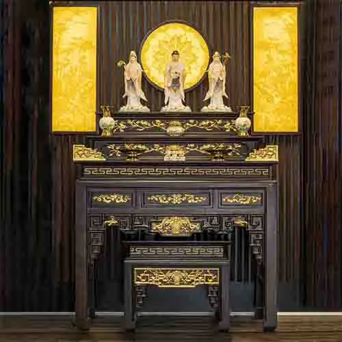 Mẫu bàn thờ tam cấp gỗ gụ cao cấp