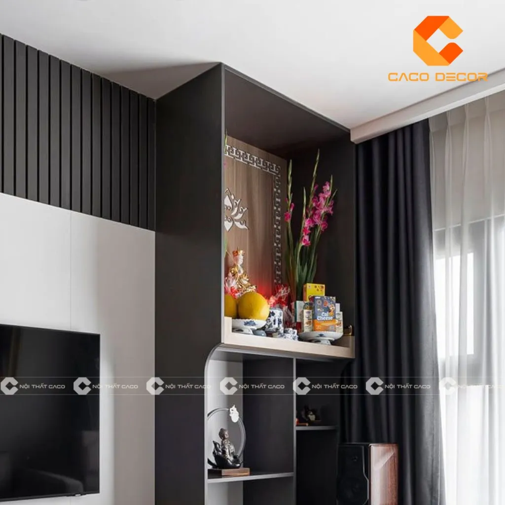 Mẫu bàn thờ treo tường 1m2 đơn giản làm từ gỗ công nghiệp