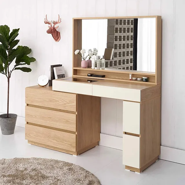 Bàn trang điểm gỗ MDF phủ melamine thiết kế hiện đại, được ưa chuộng.