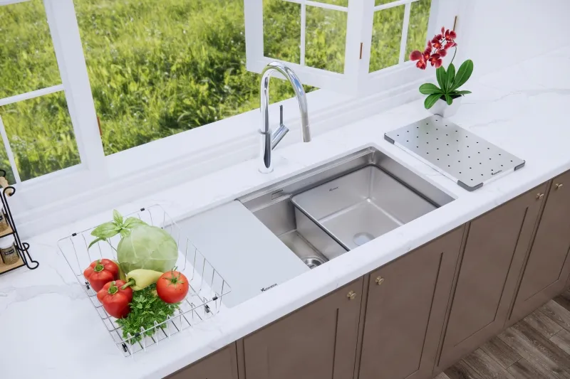 bồn rửa chén inox 1 ngăn lớn chống xước KN8644SU Dekor