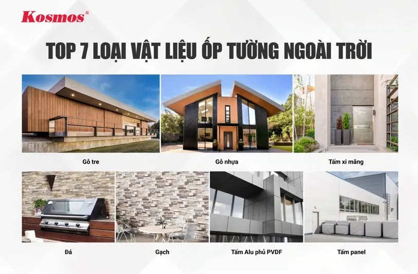 Các loại vật liệu ốp tường ngoài trời