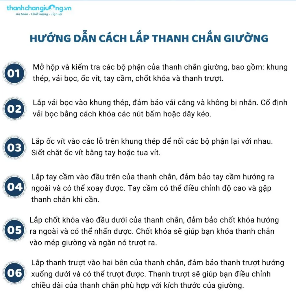 Các bước lắp đặt thanh chắn giường chi tiết