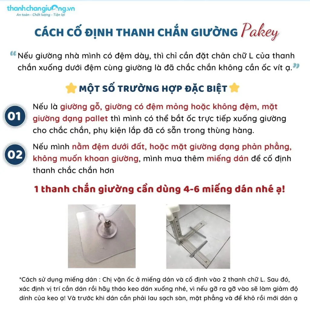 Lưu ý an toàn khi cố định thanh chắn giường
