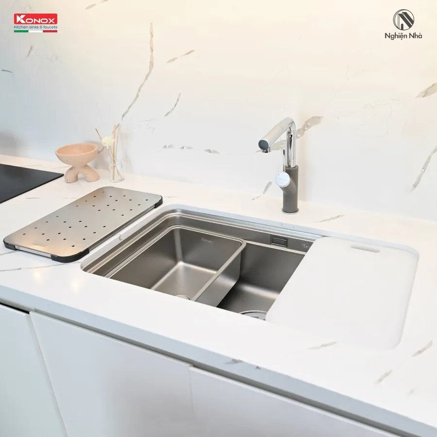 Chậu rửa bát 1 hố chống xước Konox KN8347SU Dekor nghiện nhà 3