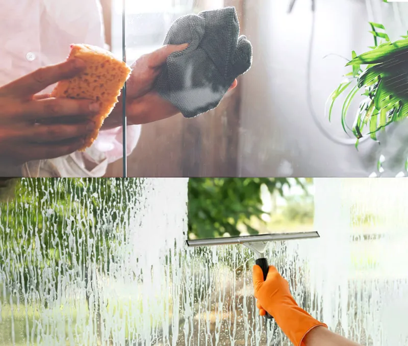 Lau sạch bề mặt kính bằng dung dịch vệ sinh trước khi dán decal