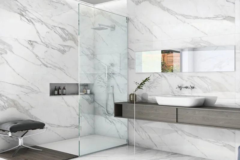 Gạch ốp tường vân đá gam màu xám trắng
