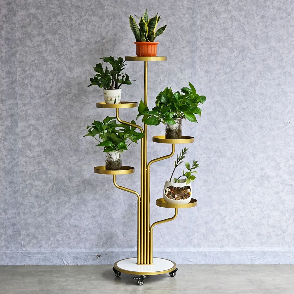 Kệ khung sắt 5 tầng để cây xanh di động trong nhà