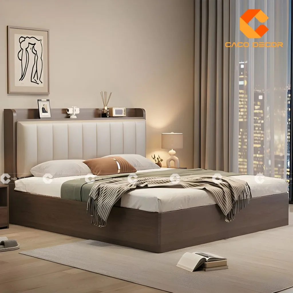 Giường ngủ thiết kế từ gỗ công nghiệp hiện đại