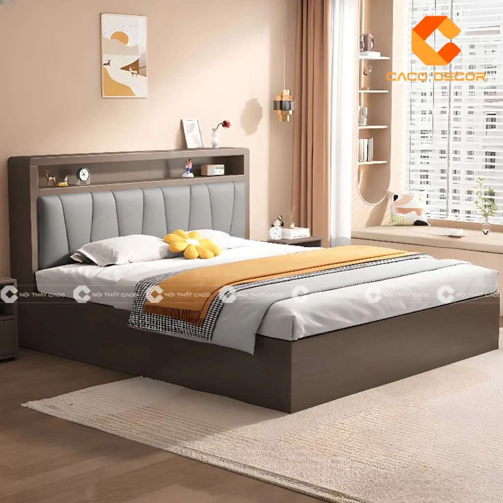 Giường ngủ thiết kế từ gỗ công nghiệp hiện đại