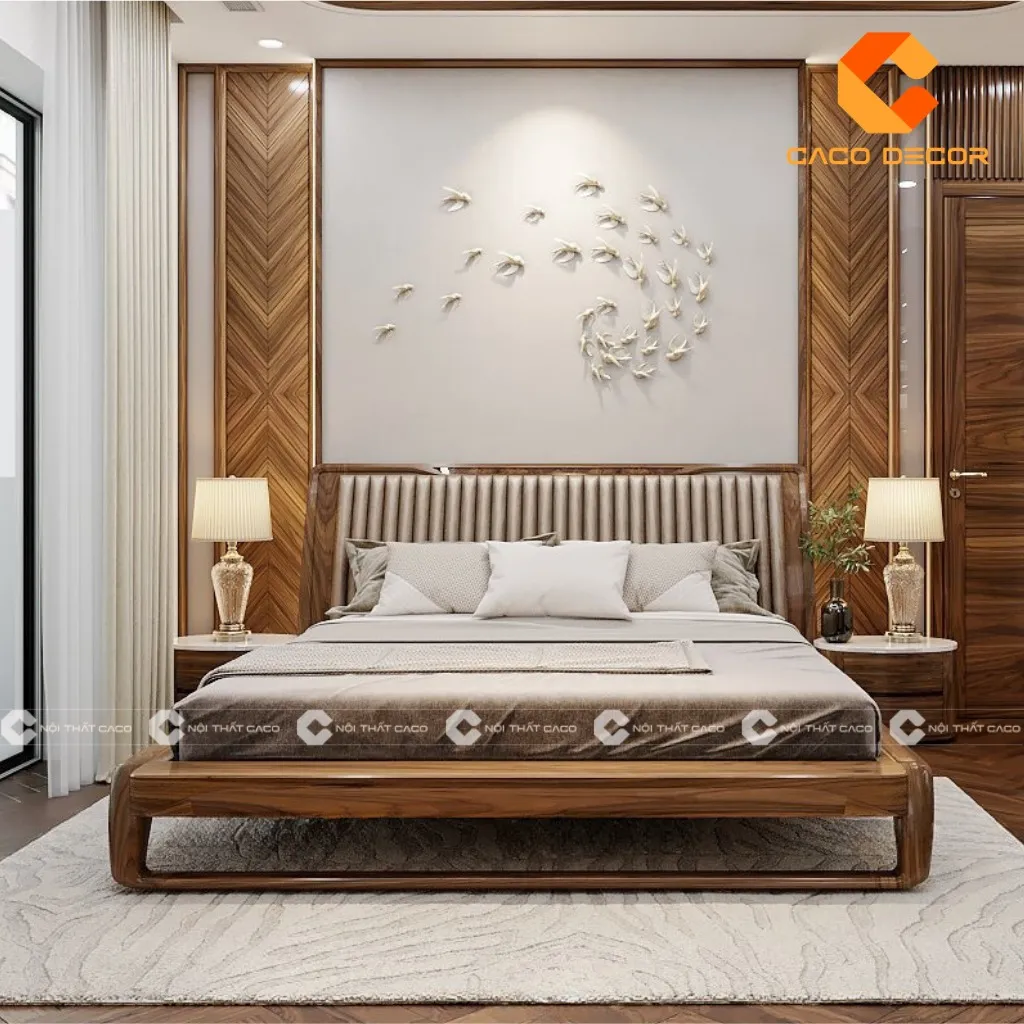 Giường ngủ gỗ tự nhiên sang trọng
