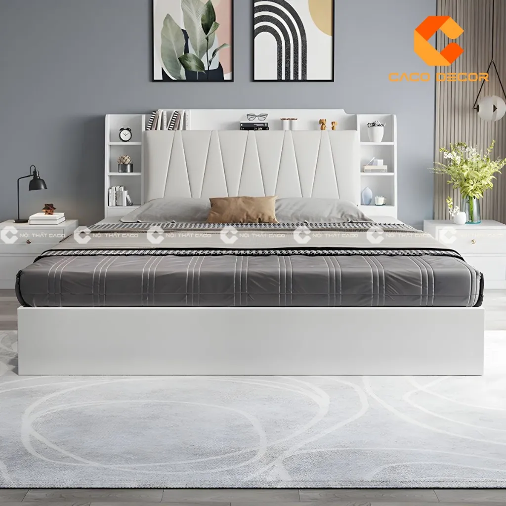 Mẫu giường phong cách hiện đại gam màu trắng thanh lịch