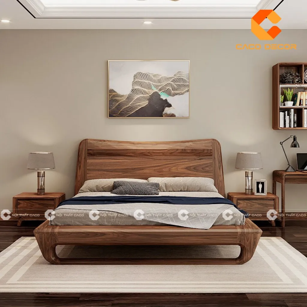 Giường ngủ gỗ óc chó tự nhiên
