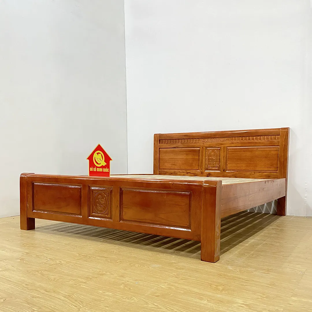 Giường gỗ xoan đào kiểu dáng đơn giản