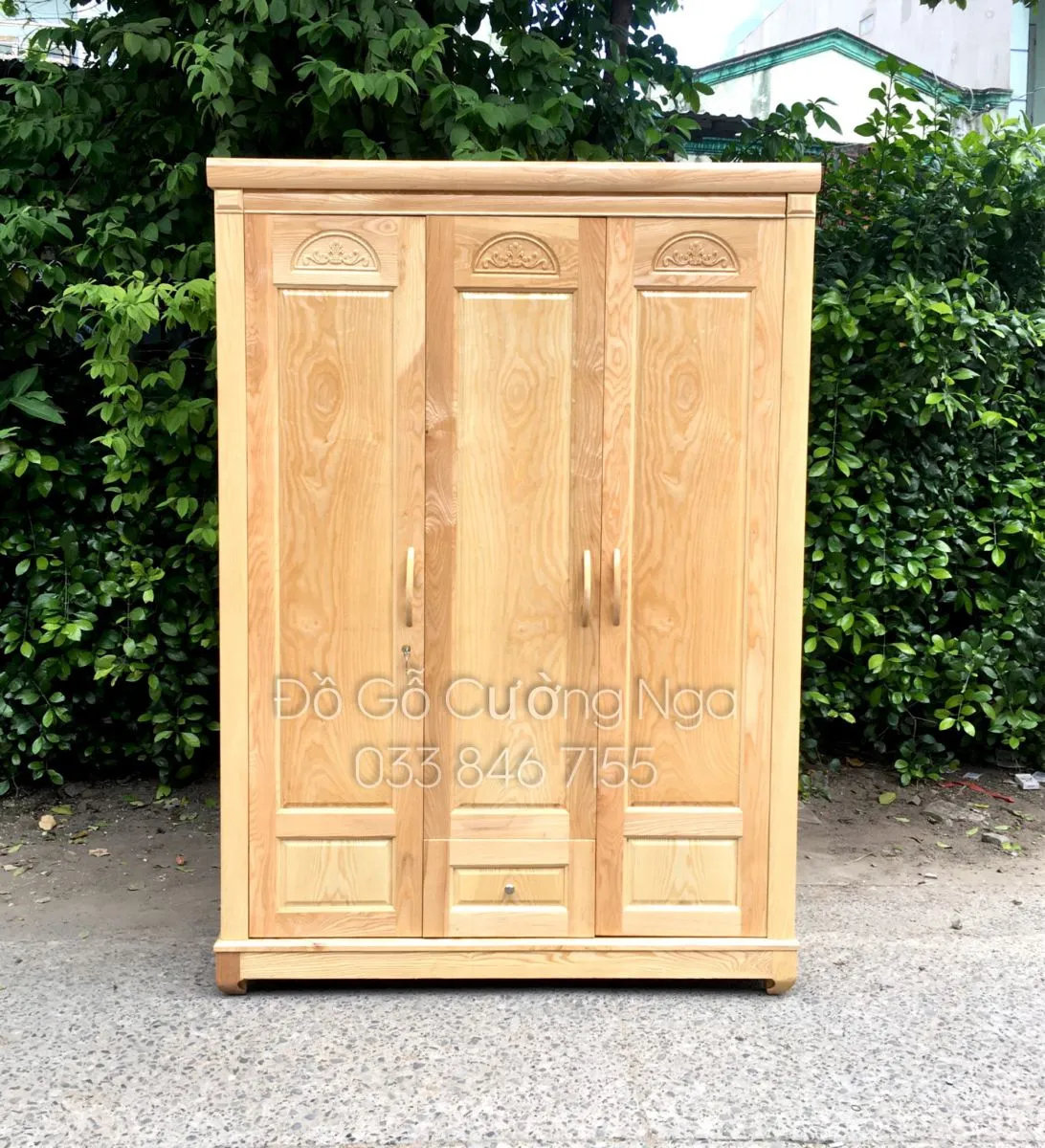 Tủ áo gỗ sồi nga 3 cánh 1m6