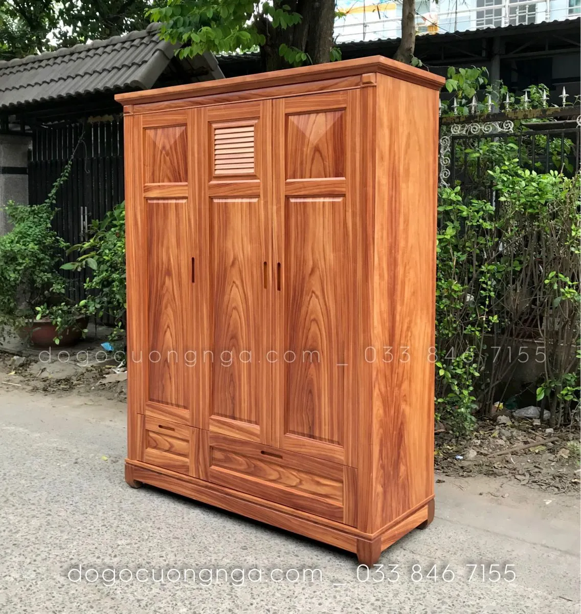 Tủ áo gỗ cẩm 3 cánh 1m6