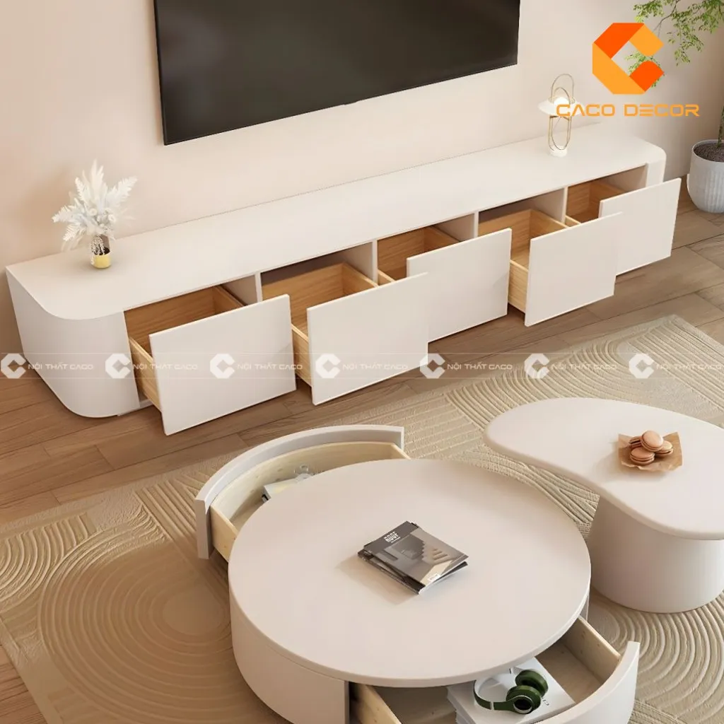 Kệ tivi với thiết kế ngăn kéo