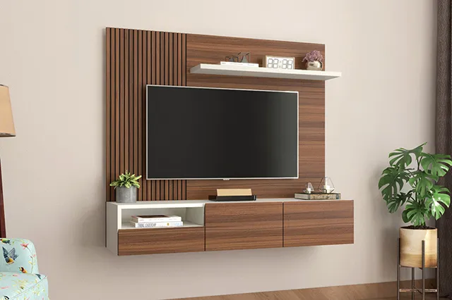 Mẫu kệ tivi gỗ MDF phủ melamine đơn giản, sang trọng.