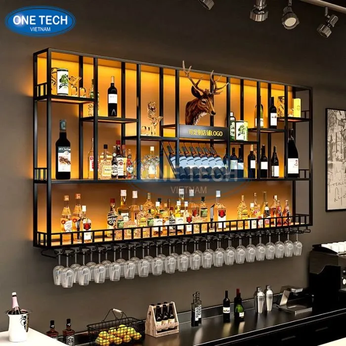 Kệ rượu treo tường cỡ lớn cho quầy bar chuyên nghiệp