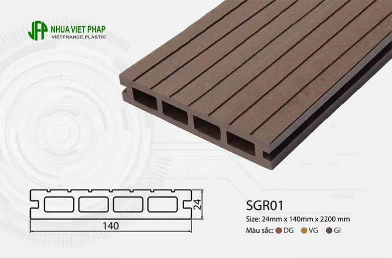 Hình ảnh thanh sàn nhựa giả gỗ ngoài trời dạng rỗng