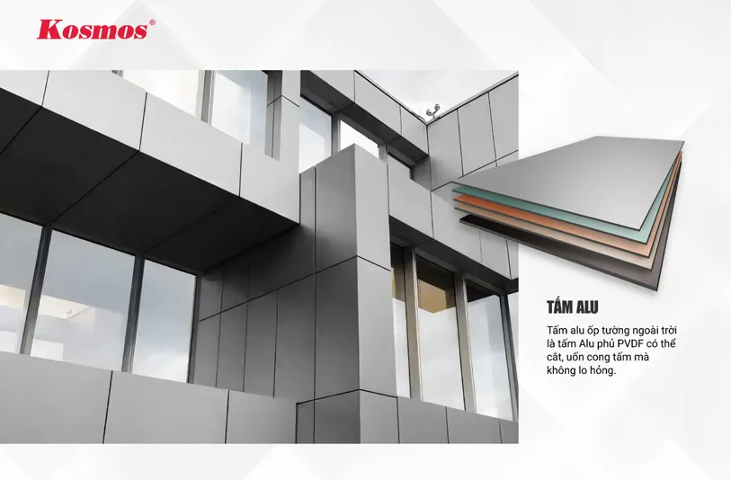 Tấm alu ốp tường ngoài trời là tấm Alu phủ PVDF