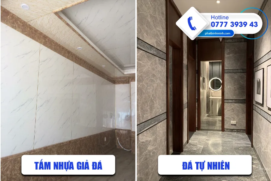 So sánh vẻ đẹp đa dạng của tấm ốp tường vân đá và đá tự nhiên