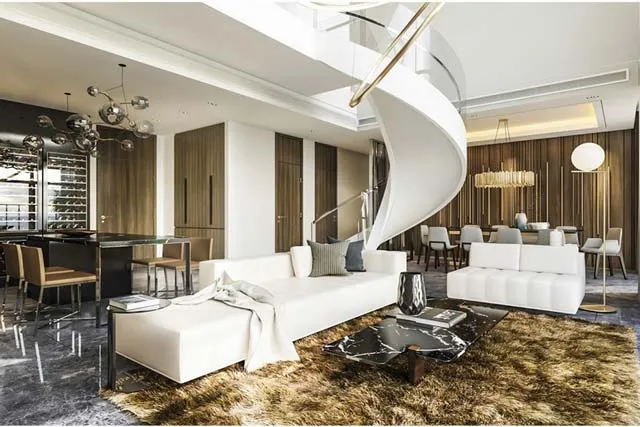 Không gian sống đẳng cấp với thiết kế thông tầng và nội thất cao cấp trong căn hộ Duplex