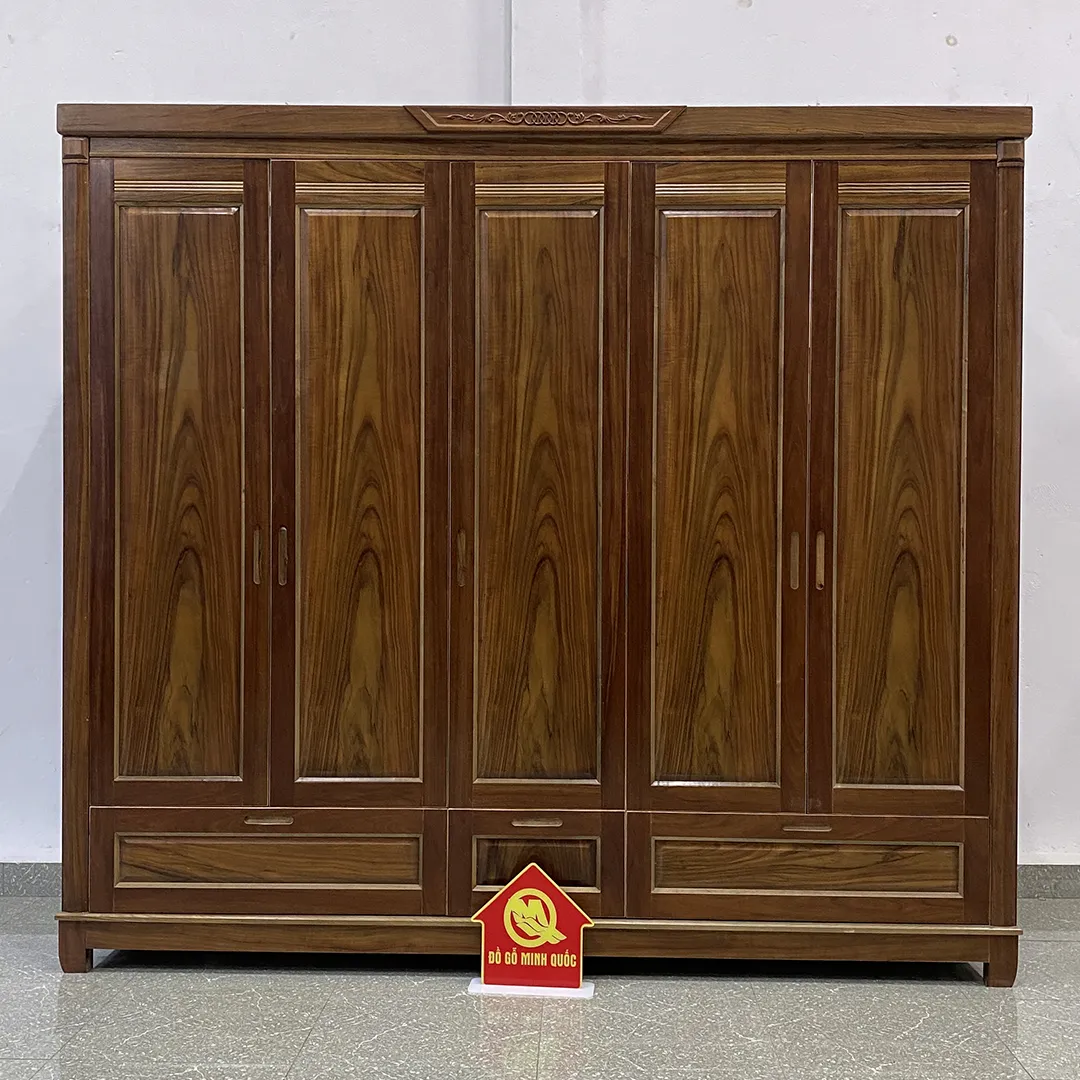 Tủ áo gỗ mun 5 cánh màu đen SP1010