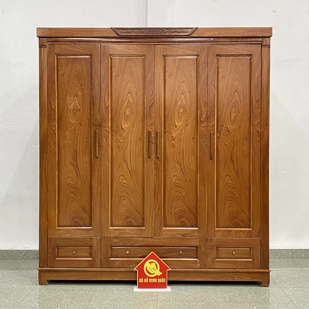 Tủ quần áo gỗ hương đá 4 cánh lớn SP148