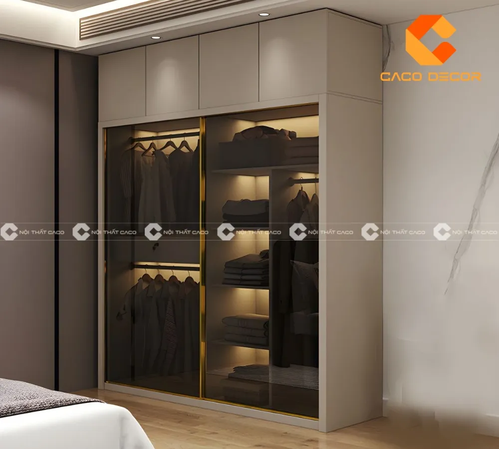 Tủ quần áo cánh kính trượt giúp tối ưu hóa diện tích phòng ngủ