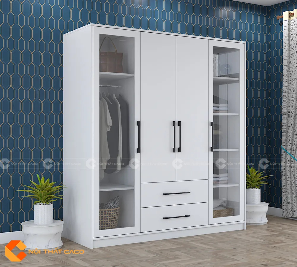 Tủ quần áo cánh kính cửa mở