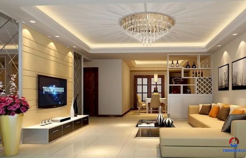 Tủ gỗ phòng khách hiện đại kết hợp kệ tivi