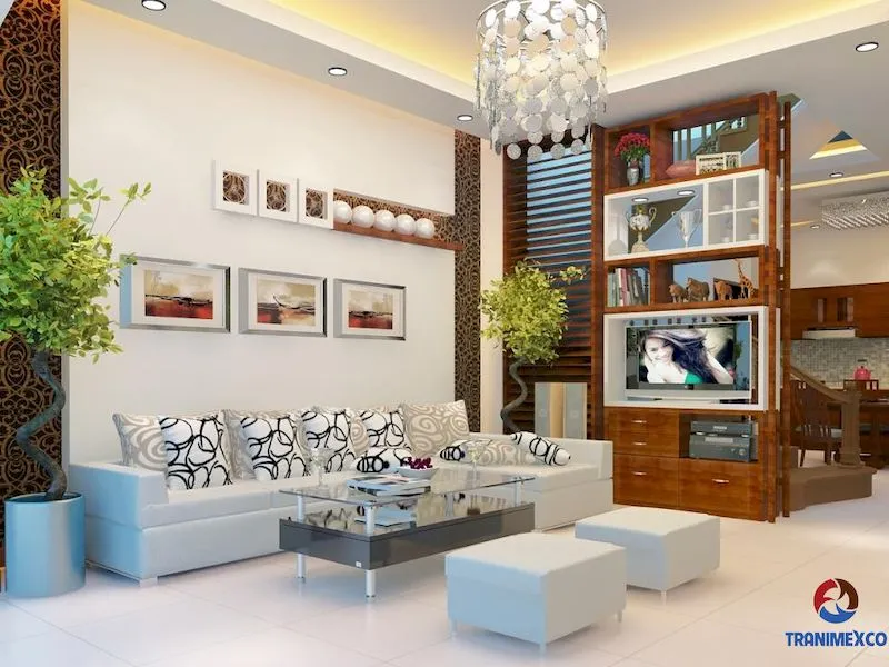 Mẫu tủ gỗ công nghiệp hiện đại cho phòng khách