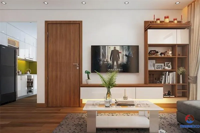Mẫu kệ tivi gỗ hiện đại và tủ trang trí treo tường