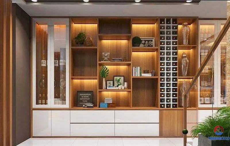 Tủ trưng bày gỗ hiện đại dáng đứng tiết kiệm diện tích
