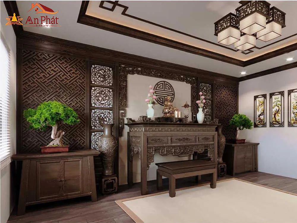 Kích thước vách ngăn phòng thờ cần được cân nhắc kỹ lưỡng để đảm bảo tính thẩm mỹ và phong thủy