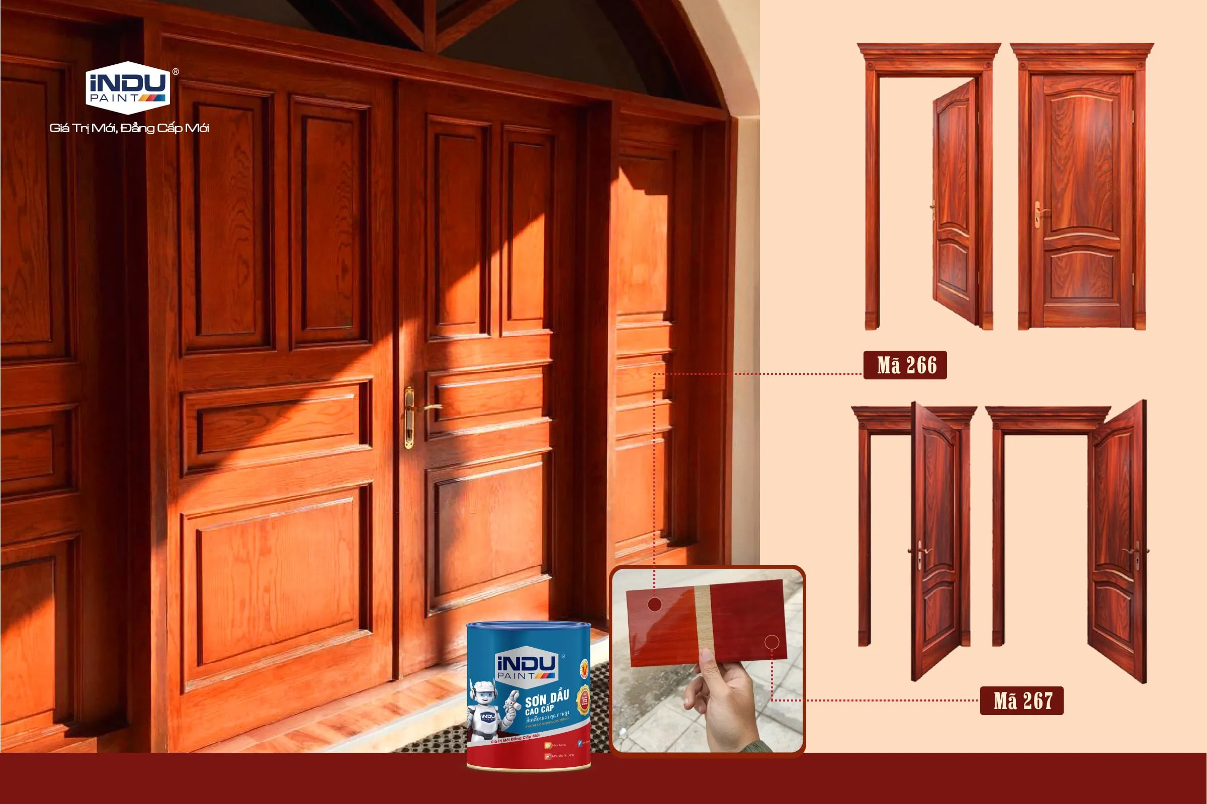 Sơn gỗ màu cánh gián làm nổi bật vân gỗ tự nhiên