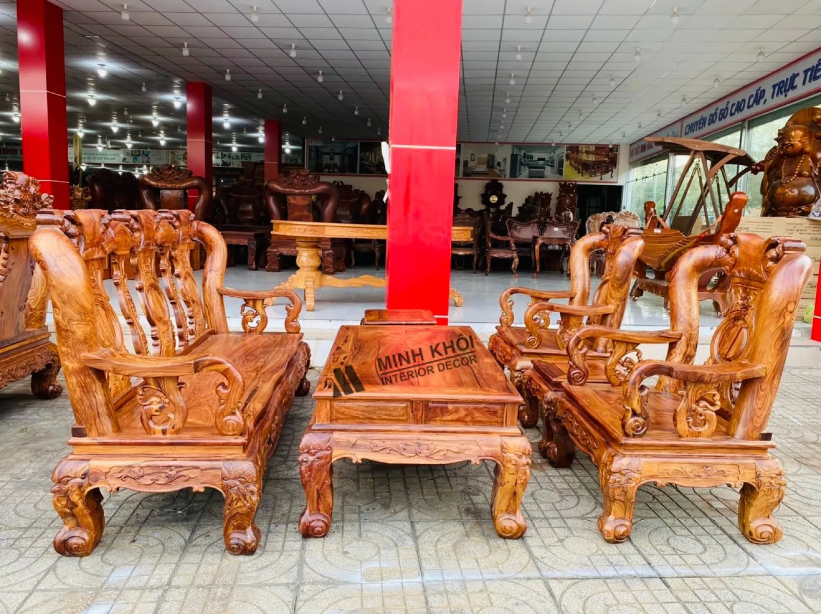 Bộ Bàn Ghế Gỗ Cẩm Lai Tay 12, 6 Món Kiểu Triện - Vẻ đẹp thanh lịch