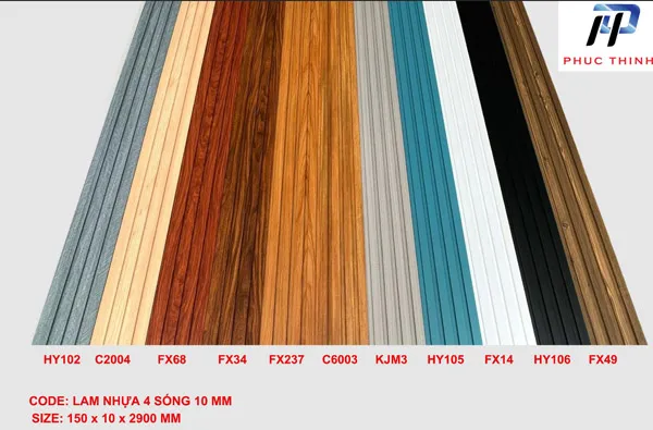 Tấm nhựa giả gỗ lam 4 sóng ốp tường