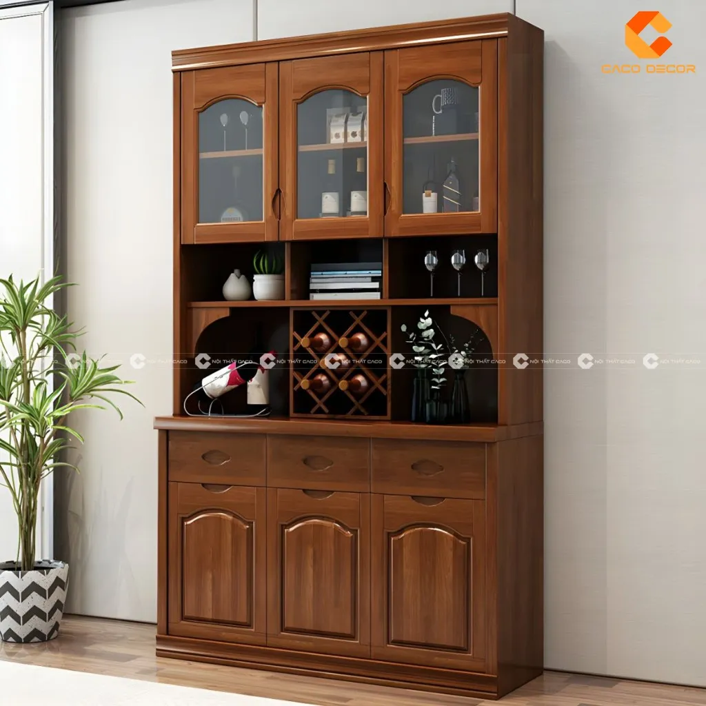 Mẫu tủ rượu gỗ xoan đào tự nhiên sang trọng